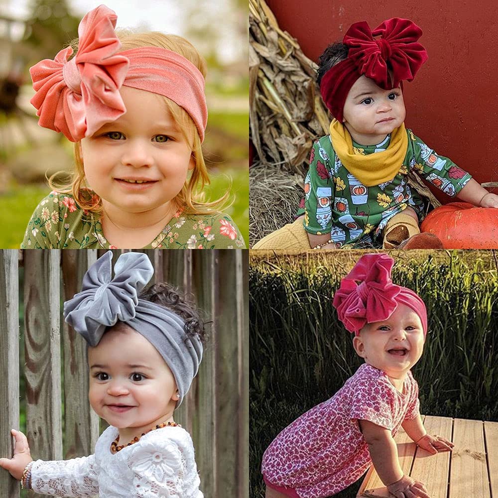 Stretchy Elastic Soft Wide Velvet Bow Headbands for Women - Adjustable Hairband Turban Headwrap with Knot Design (2 Pack) - Perfect for Workouts, Yoga, and Casual Wear