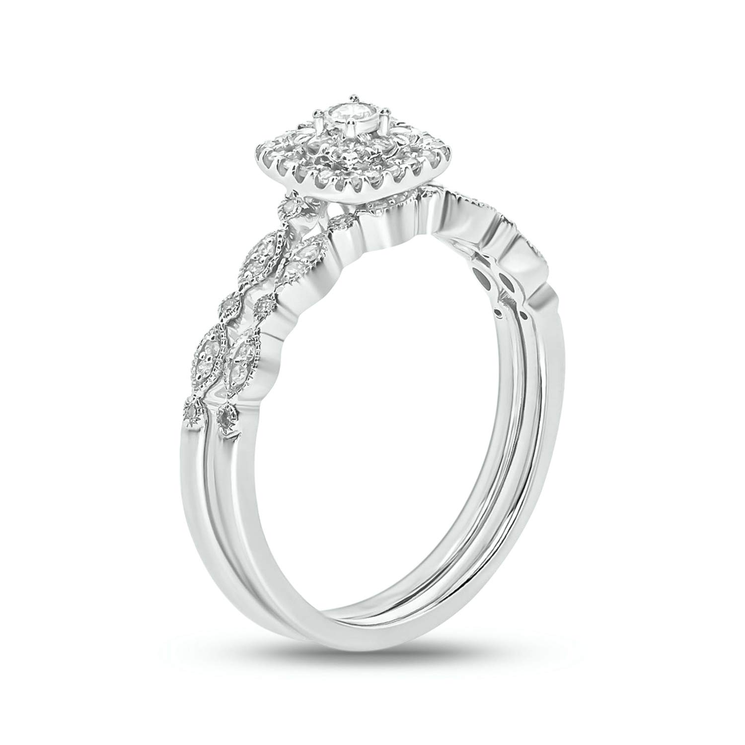 1/4 Cttw Round White Diamond Sterling Silver Wedding Ring Set for Women – Elegant Bridal Jewelry for Engagement, Anniversary & Special Occasions