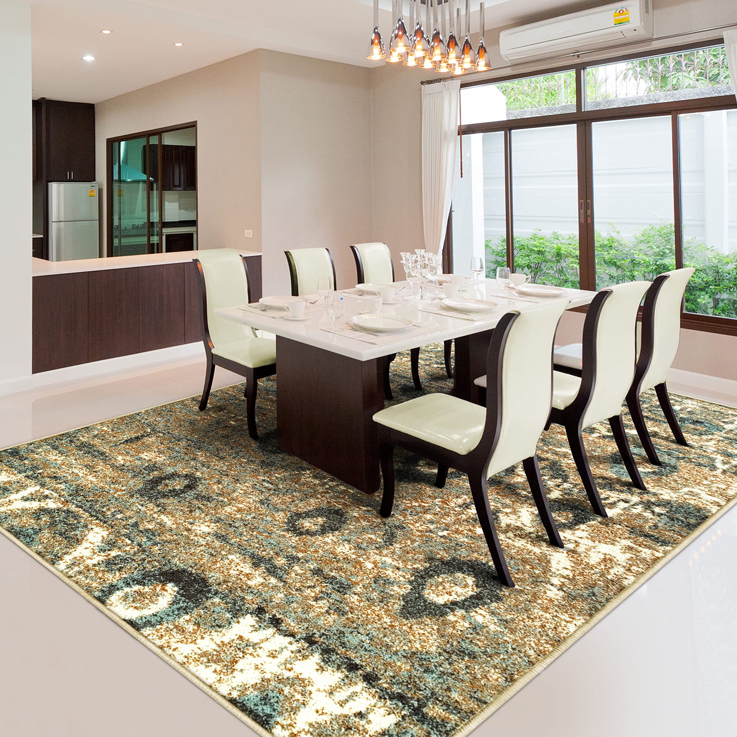 Premium 5' x 8' Blue Rosemont Collection Area Rug - Soft Non-Slip Living Room Carpet for Bedroom, Farmhouse, Kitchen, Entryway & Laundry Room Decor | Perfect for Cozy Home, Office & High-Traffic Areas