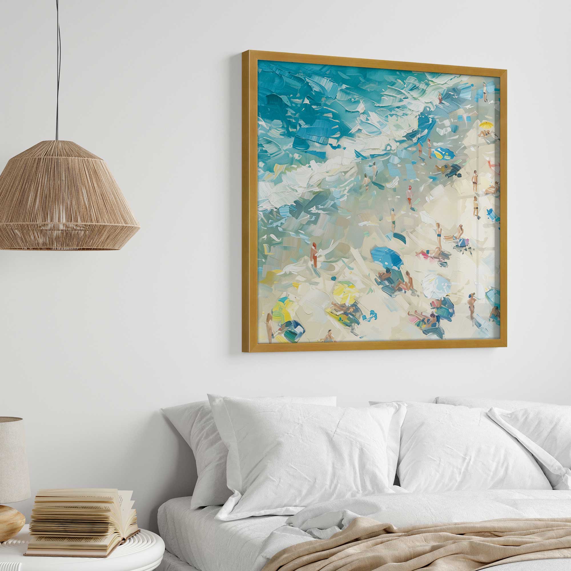 Coastal Harmony Square Print Wall Art - Beach Themed Decor for Living Room, Bedroom & Office - Perfect for Coastal, Nautical & Boho Home Decor Styles