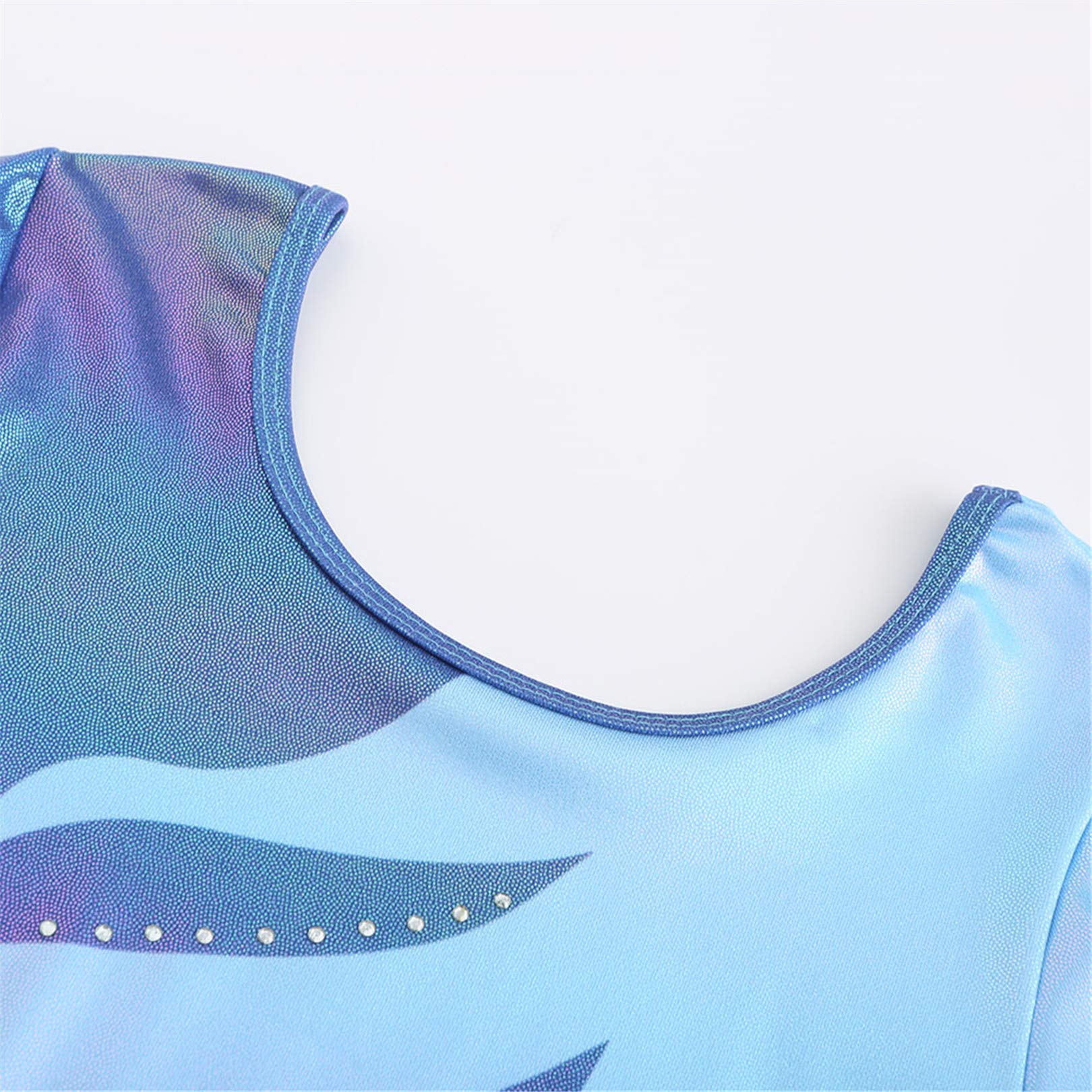 Sparkly Long Sleeve Gymnastics Leotard for Girls with Flame Bead Design - Stretchy Athletic Dance Bodysuit for Ballet, Gymnastics & Performance Costumes