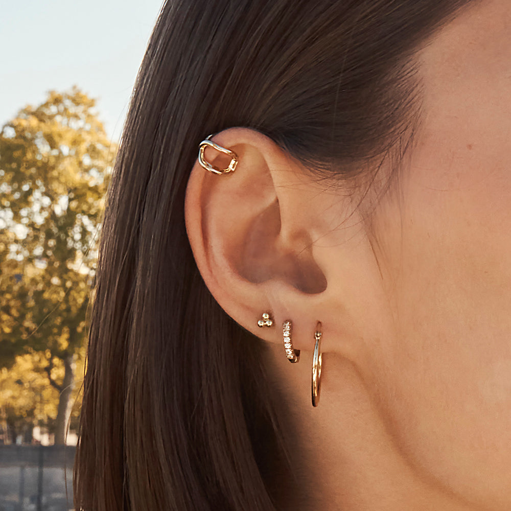 White Topaz Rainbow Huggie Earrings in Gold – Elegant & Dainty Hoop Earrings for Women – Perfect for Everyday Wear, Parties & Special Occasions