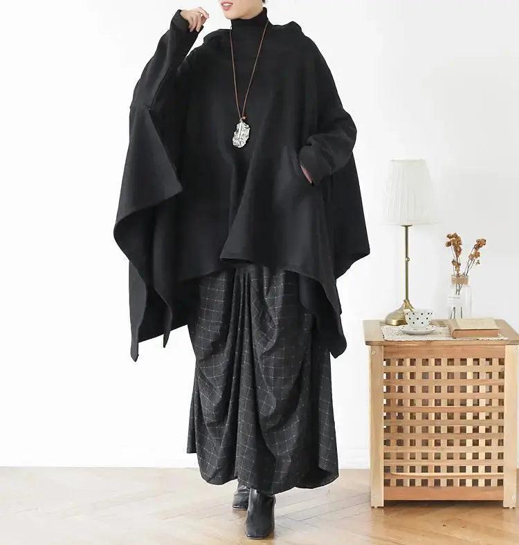 Women's Asymmetrical Hooded Cape Coat - Stylish Long Winter Cloak for Women, Perfect for Outdoor Adventures, Parties, and Cosplay