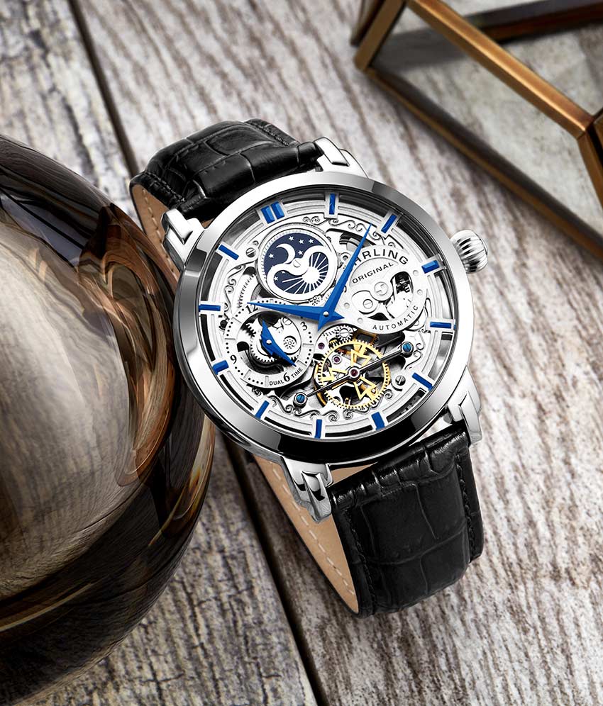 Anatol 3924 Automatic 47mm Skeleton Watch for Men - Luxury Stainless Steel Mechanical Timepiece - Perfect for Business, Formal Events & Daily Wear