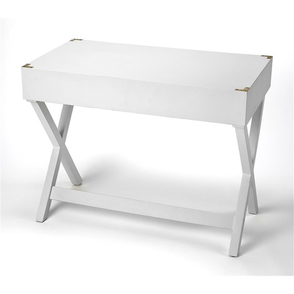 Modern White Glossy Writing Desk for Home Office - Stylish & Functional Workspace for Studying, Working & Remote Jobs