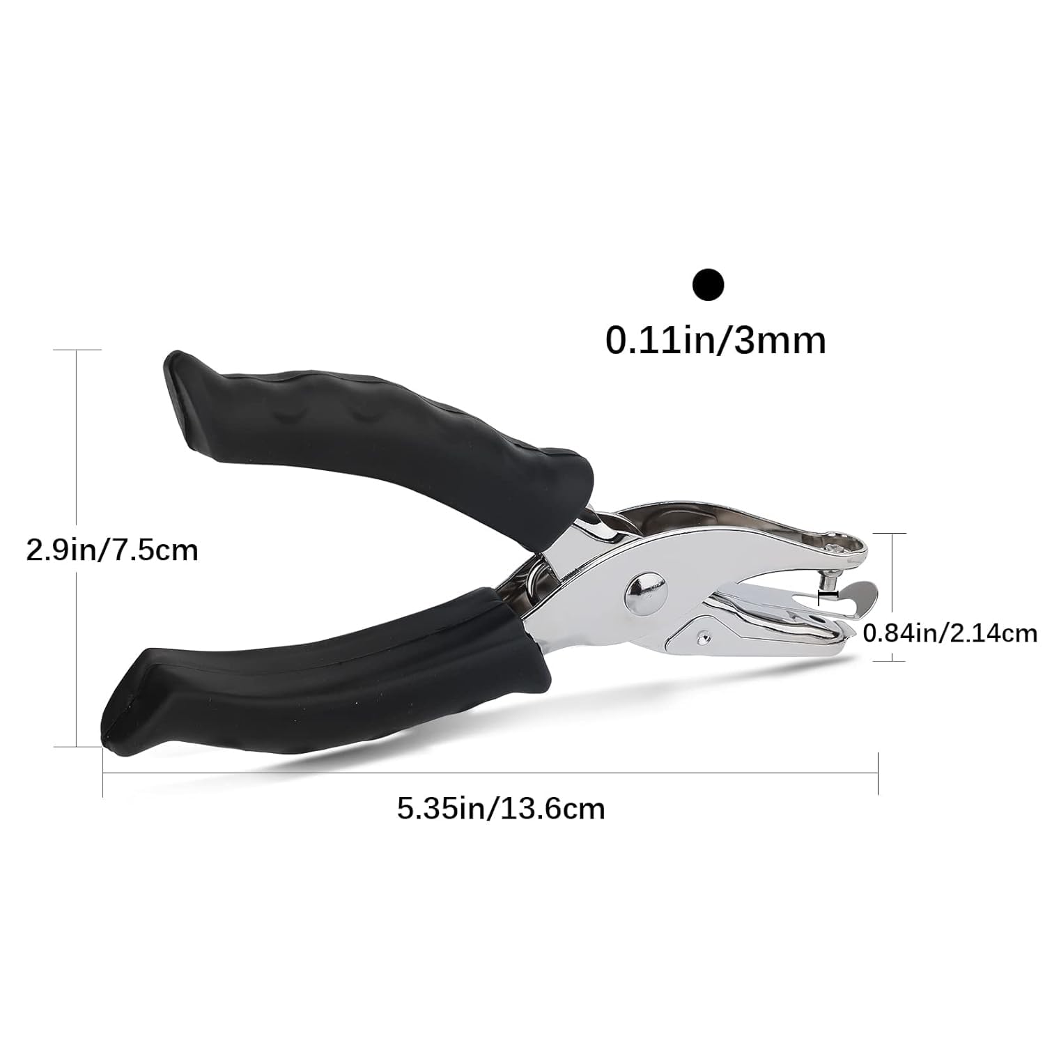 AIEX 3mm Circle Hole Punch - Handheld Mini Paper Puncher with Ergonomic Black Grip for Crafting, Scrapbooking, DIY Projects & Office Use
