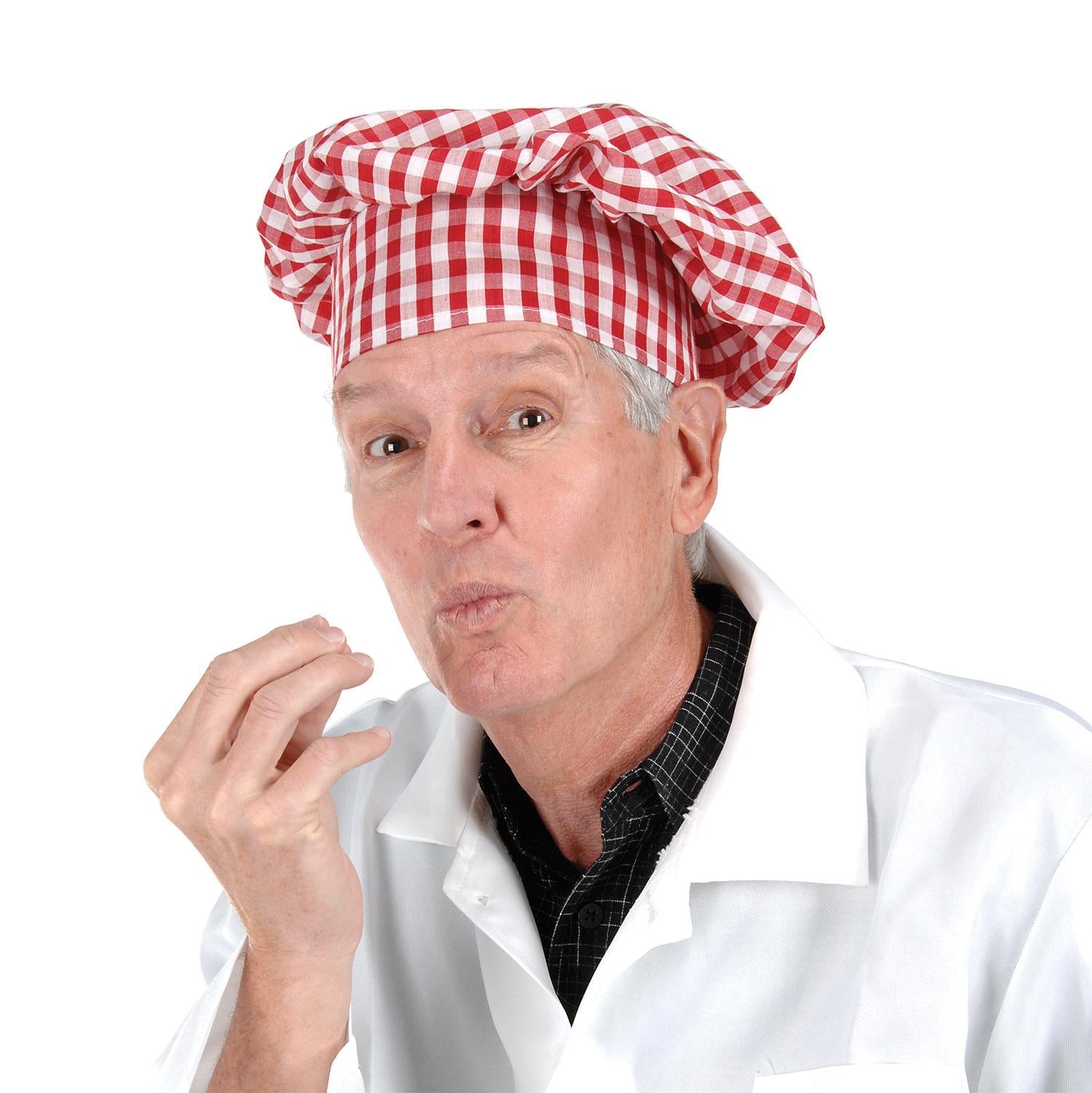 12 Pack Beistle Gingham Fabric Chef's Hat - Professional Cooking & Baking Accessories for Chefs, Bakers, and Culinary Enthusiasts - Perfect for Restaurants, Kitchens, and Home Cooking