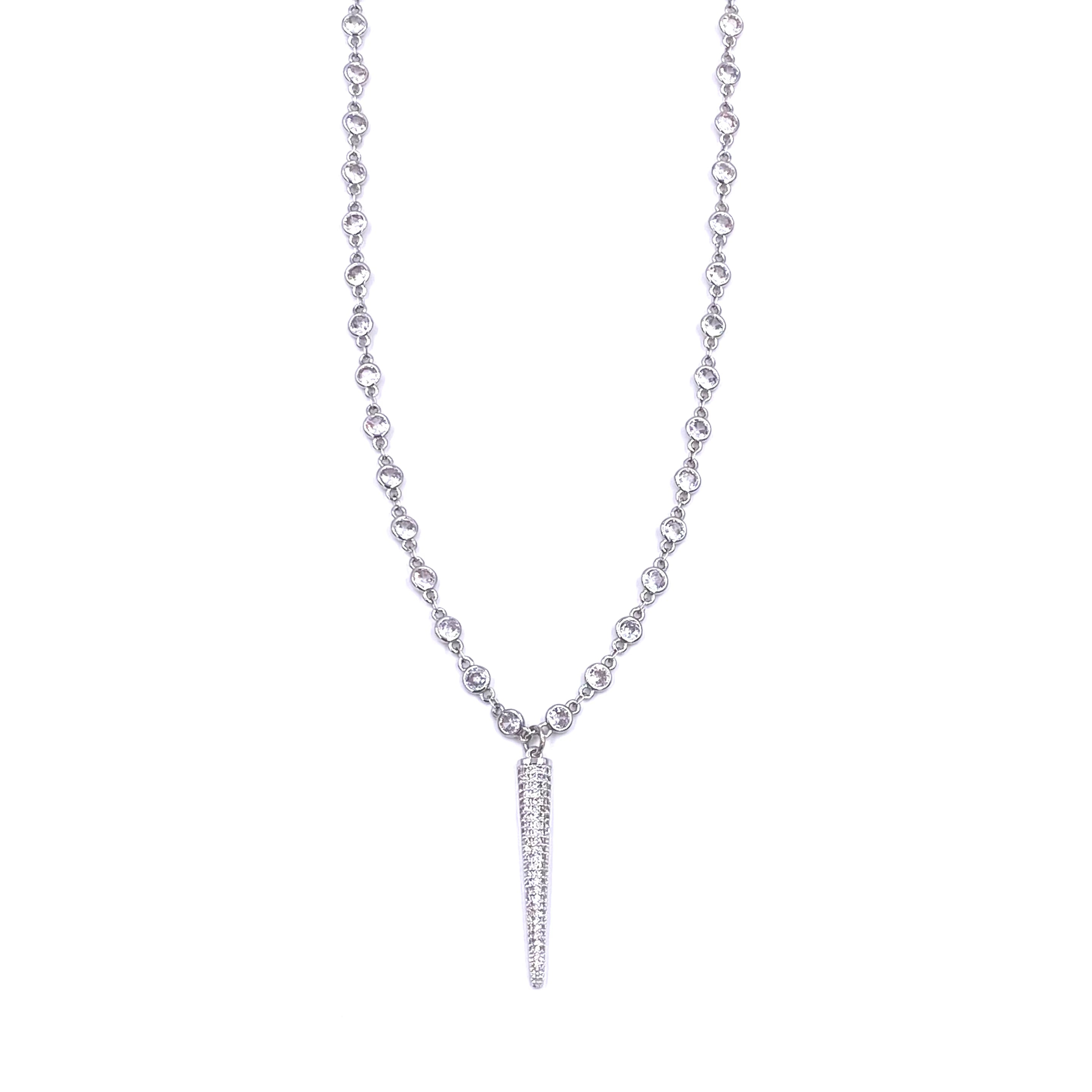 Ashley Gold Stainless Steel CZ By The Yard Elongated Triangle Necklace - Elegant Cubic Zirconia Pendant Jewelry for Women - Perfect for Weddings, Parties & Special Occasions