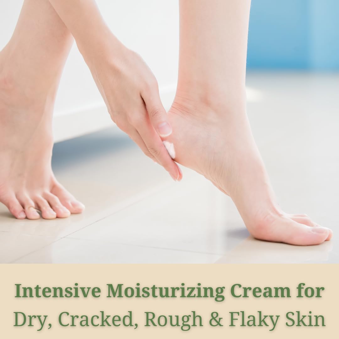 Peppermint Rosemary Eucalyptus Foot Cream for Dry Cracked Heels - Moisturizing Lotion with Lactic Acid for Callus Removal & Cracked Heel Repair - 4oz - Perfect for Post-Pedicure Care & Relaxing Foot Massage at Home