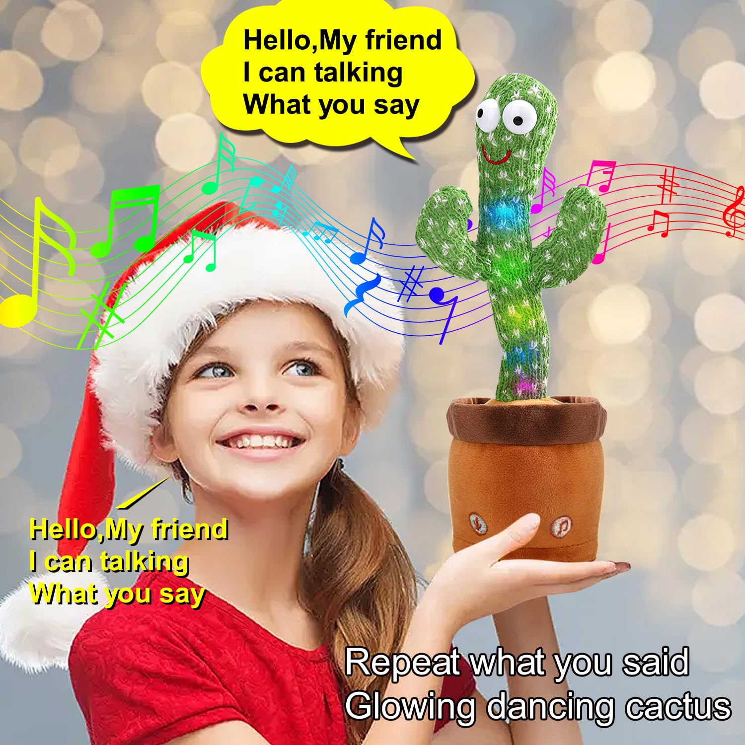 Interactive Talking Cactus Toy - Repeats & Sings with Dancing Motion - Fun Educational Plush Gift for Boys, Girls & Kids | Perfect for Birthday Presents, Learning Playtime & Nursery Decor