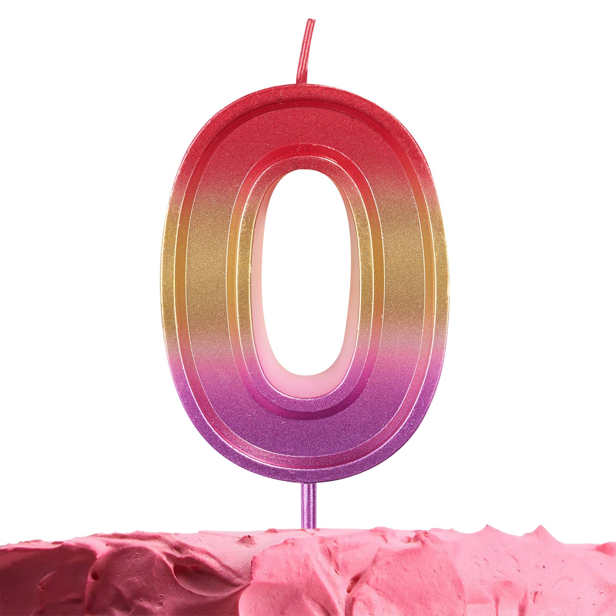 GET FRESH Rainbow Number 0 Birthday Candle on Stick – Elegant Zero Cake Candles for Birthdays, Weddings & Anniversaries – Vibrant Rainbow 0 Candle for Party Decorations, Cake Toppers & Celebration Centerpieces