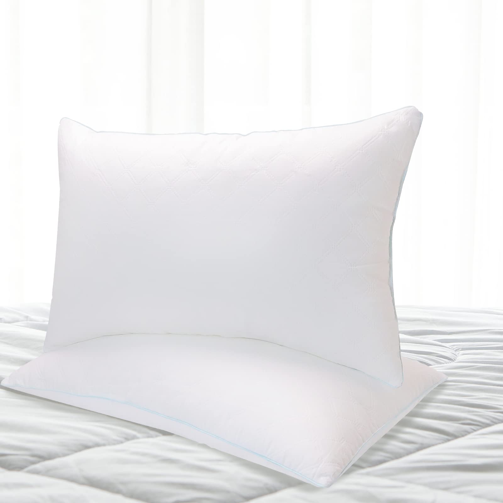 DEMEGAO Queen Size Bed Pillows 2 Pack - Soft Support for Side, Back & Stomach Sleepers | Perfect for Home, Hotel & Guest Room Use