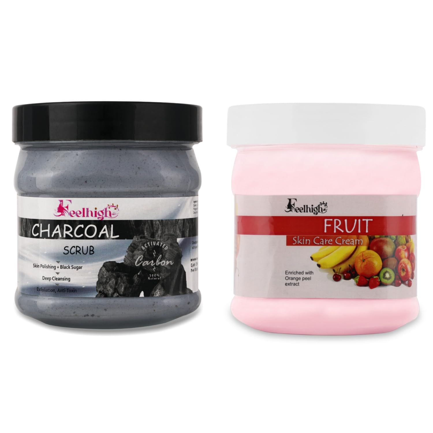 **Charcoal & Black Sugar Face & Body Scrub 500ml + Fruit Moisturizer & Nourishing Cream 500ml – Deep Cleansing & Hydrating Skincare Combo for Men & Women – Perfect for Daily Exfoliation & Moisturizing Routine**