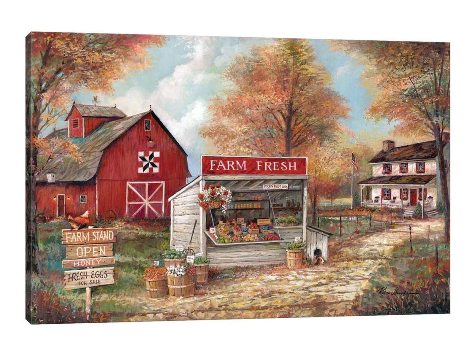 TIMUBA Rustic Farmhouse Canvas Wall Art - Vintage Country Decor, Farm Fresh Painting for Bathroom & Living Room - 12x18 Inches Wall Art for Home, Office & Gift Giving