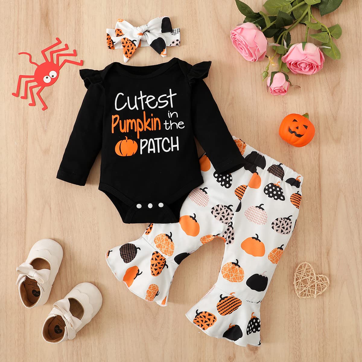 Adorable Baby Girl Thanksgiving Outfit - First Birthday Shark & Pumpkin Patch Romper - Perfect for Holiday Photos, Family Gatherings & Special Occasions