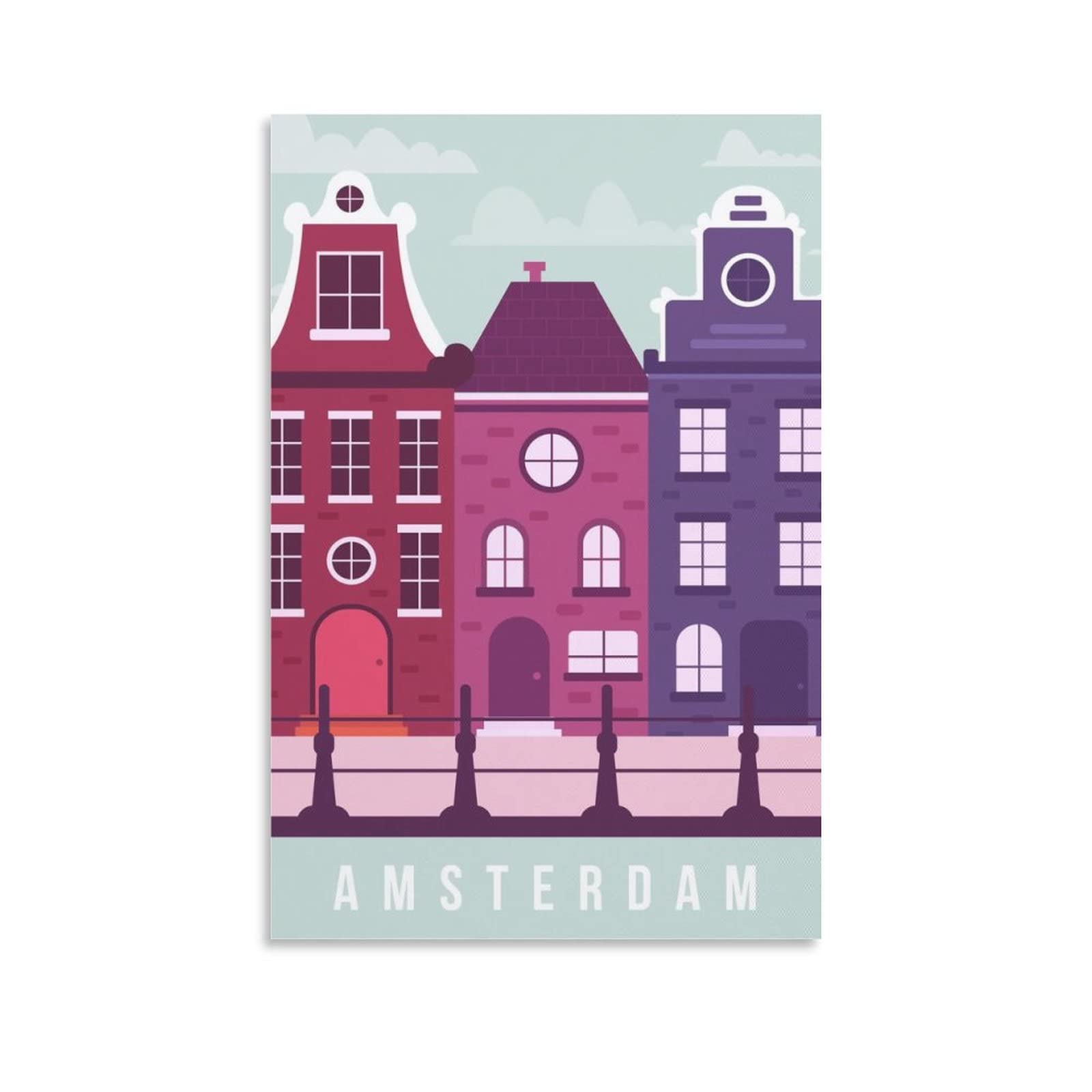 Vintage Amsterdam Travel Posters - River Course Prints Canvas Wall Art Decor for Living Room, Bedroom & Office - Perfect for Home, Cafe & Hotel Decor