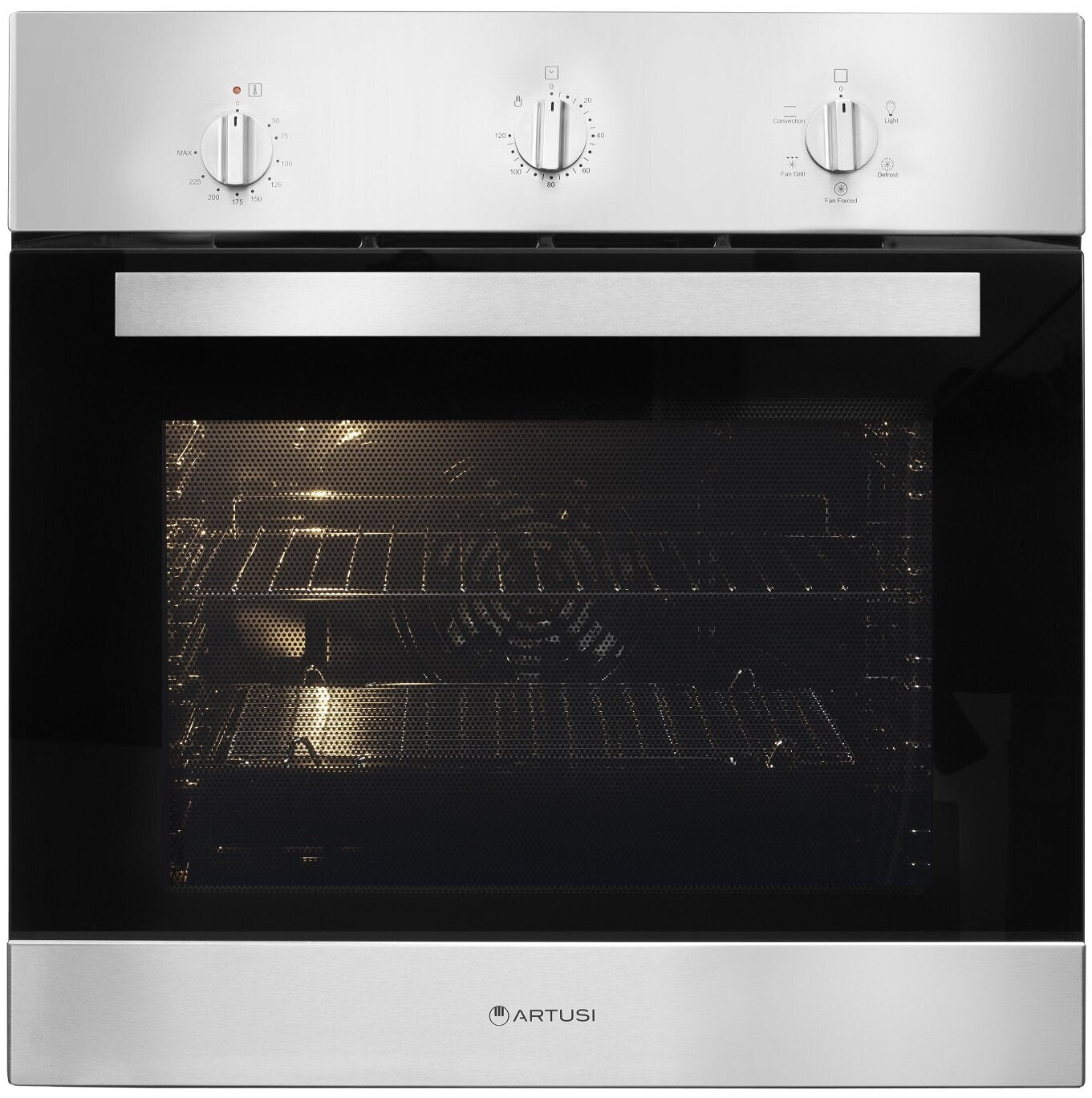 Artusi 60cm Built-In Electric Oven CAO601X/2 - Stainless Steel, 60L Capacity, 8 Cooking Functions - Perfect for Baking, Roasting & Grilling in Modern Kitchens