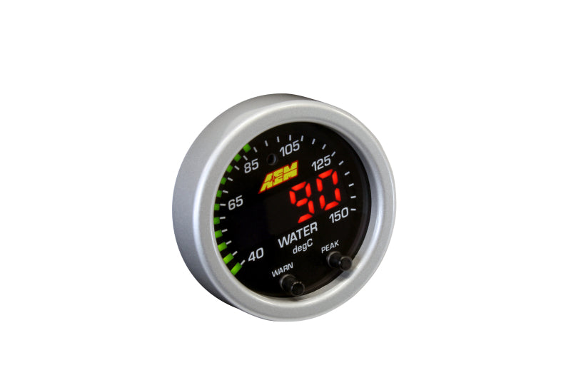 AEM X Series Temperature Gauge Kit 100-300F - Black Bezel & Water Temp Faceplate | Performance Monitoring for Cars, Trucks, Boats | Engine & Fluid Temperature Measurement
