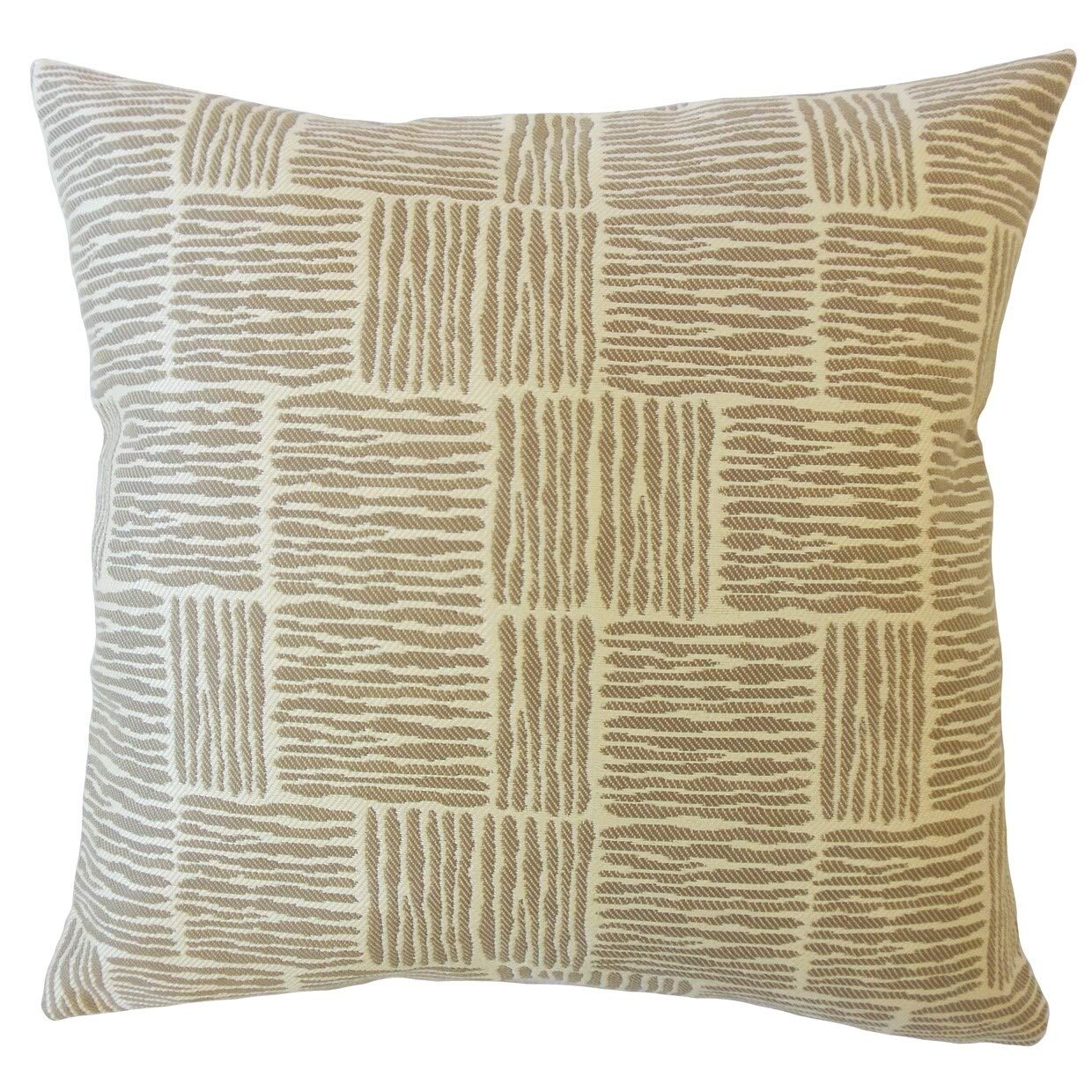 Perrin Striped Down Filled Throw Pillow 24x24 - Soft Driftwood Decorative Cushion for Sofa, Bed & Living Room - Cozy Home Decor Accent