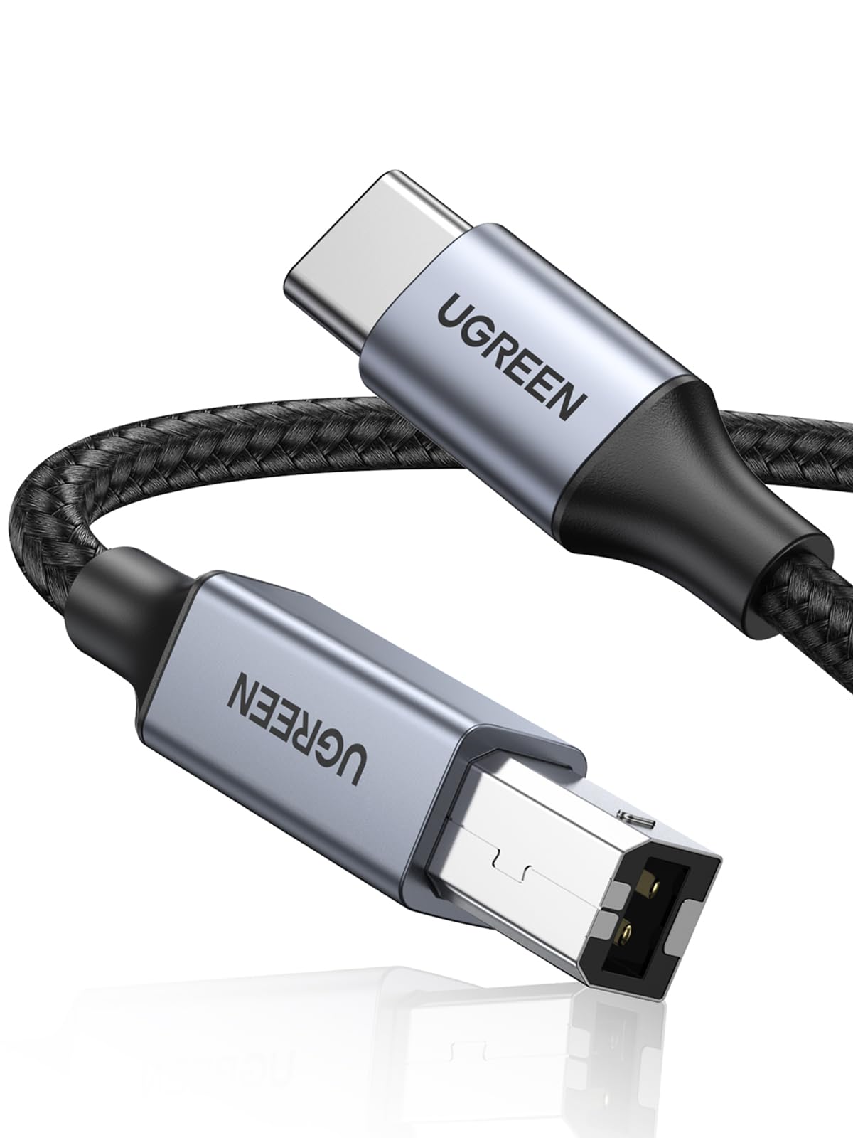 UGREEN USB B to USB C Printer Cable 5M - High-Speed USB 2.0 Braided Data Cable for HP/Epson/Canon Printers & Scanners - Compatible with MacBook Pro, iMac, XPS, Acer, ASUS Laptops - Perfect for Home Office & Printing Setup