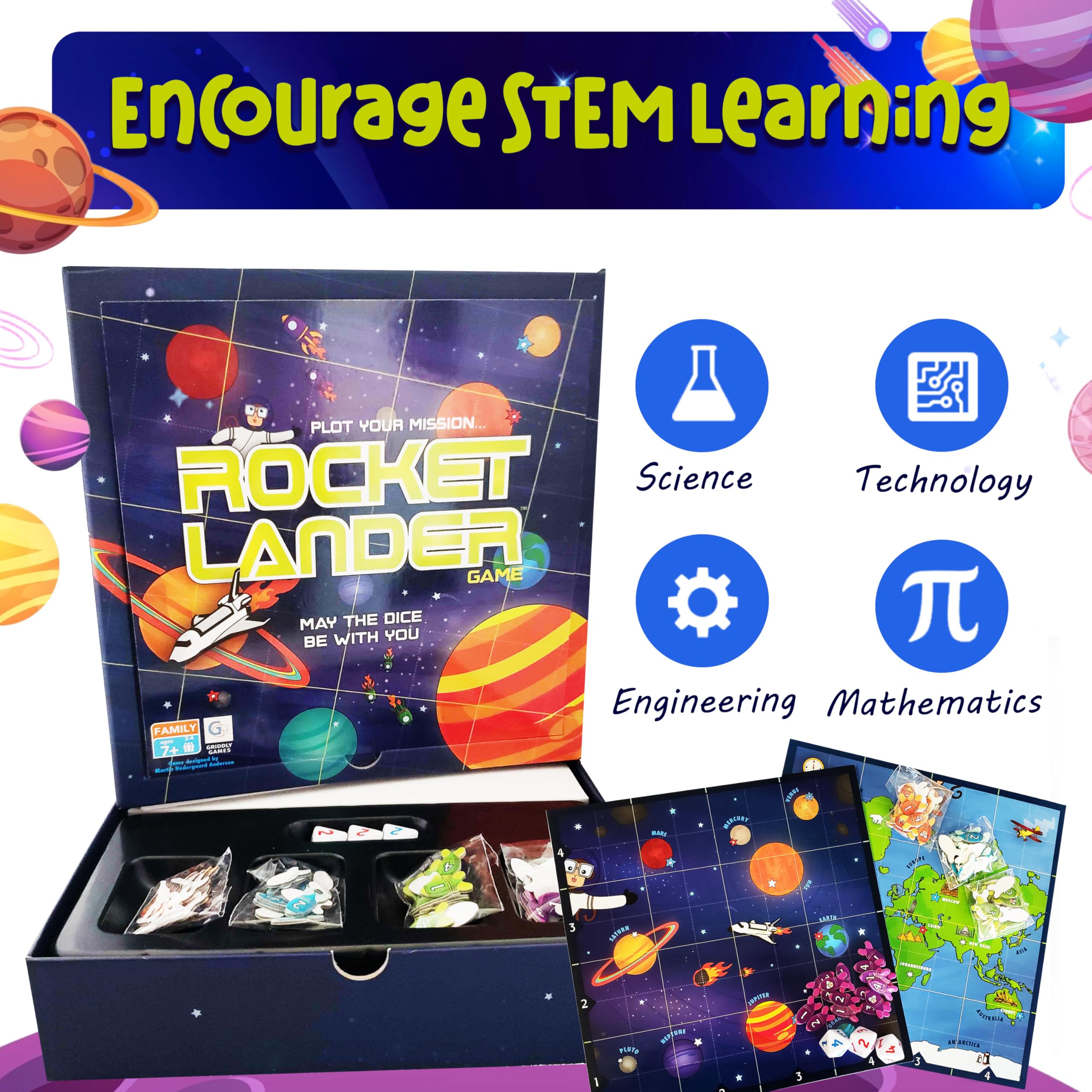 RocketLander STEM Board Game for Kids 8-12 | Educational Math Game for Critical Thinking | Perfect for Family Game Night