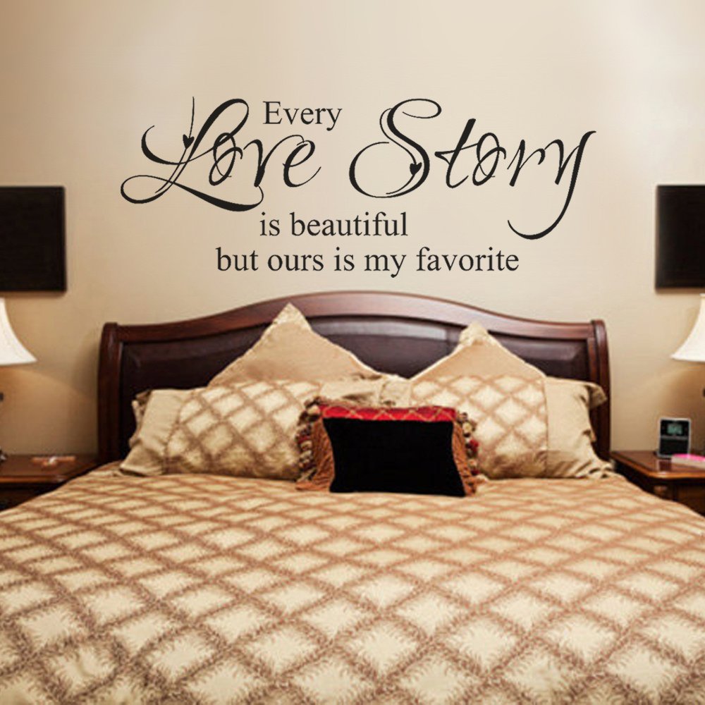 Every Love Story is Beautiful But Ours is My Favorite - Custom X-Large Romantic Vinyl Wall Decal for Bedroom, Inspirational Love Quote Home Decor - Perfect for Couples' Bedroom, Nursery or Wedding Gift