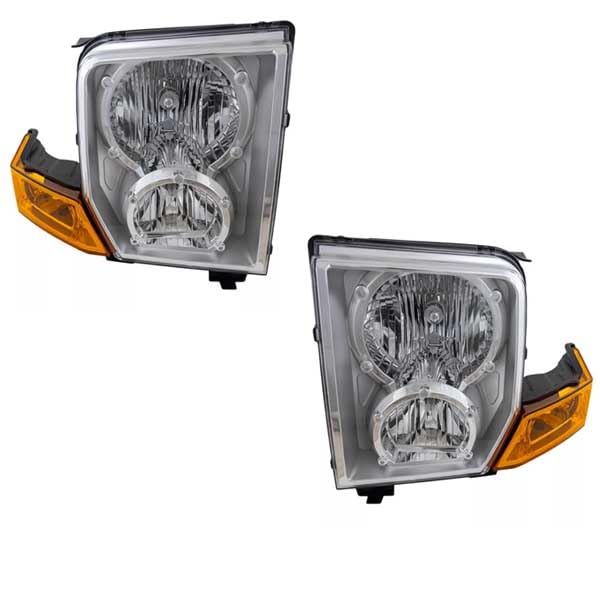 2006-2010 Jeep Commander Replacement Halogen Headlight Assembly - Left & Right Set with Bulbs - Perfect for Night Driving & Off-Road Adventures