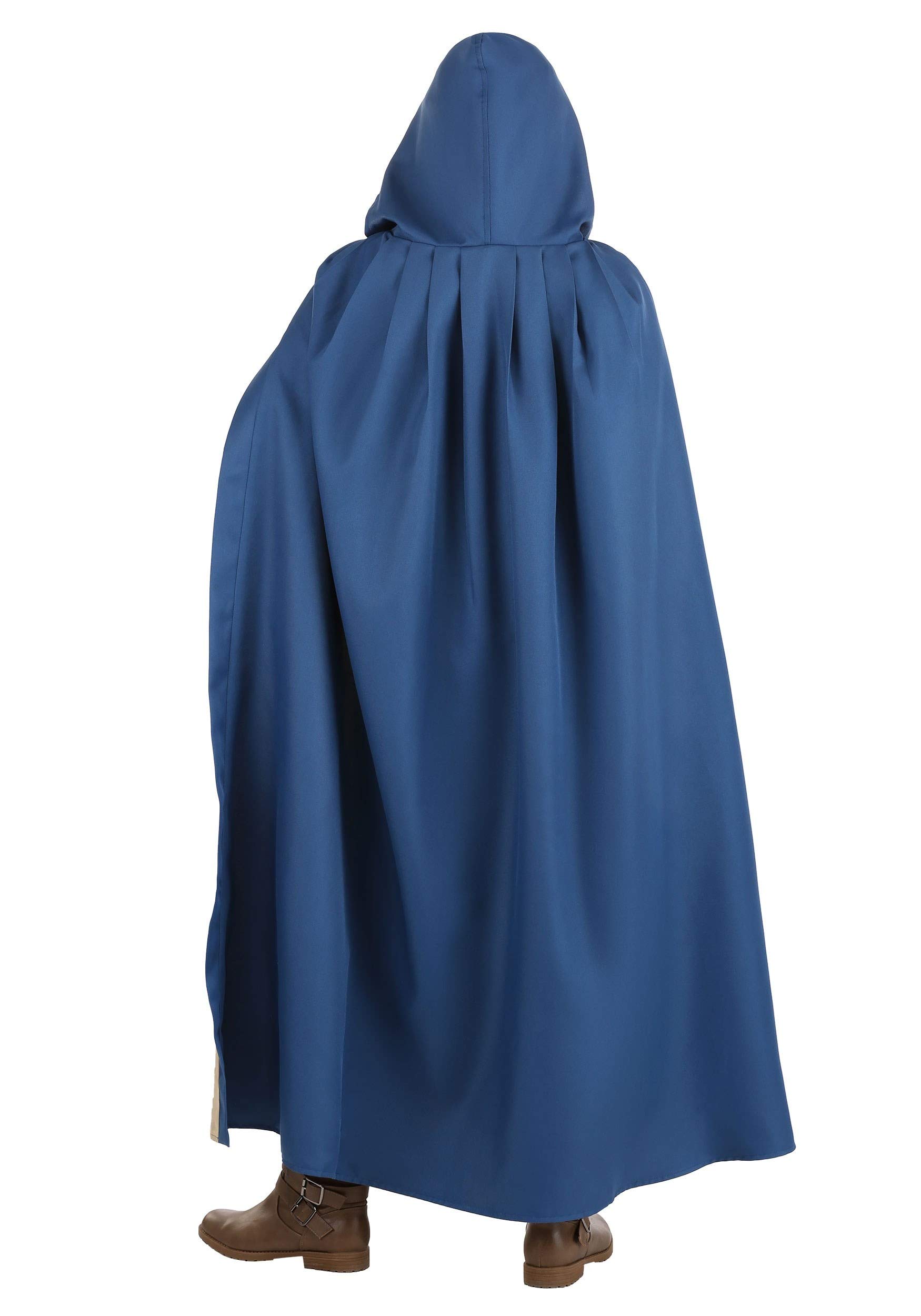 Women's Blue Fiery Dragon Queen Costume - Elegant Wrap Dress with Hooded Cape for Halloween Cosplay & Fantasy Parties | Perfect for Costume Events, Cosplay Conventions, and Themed Celebrations