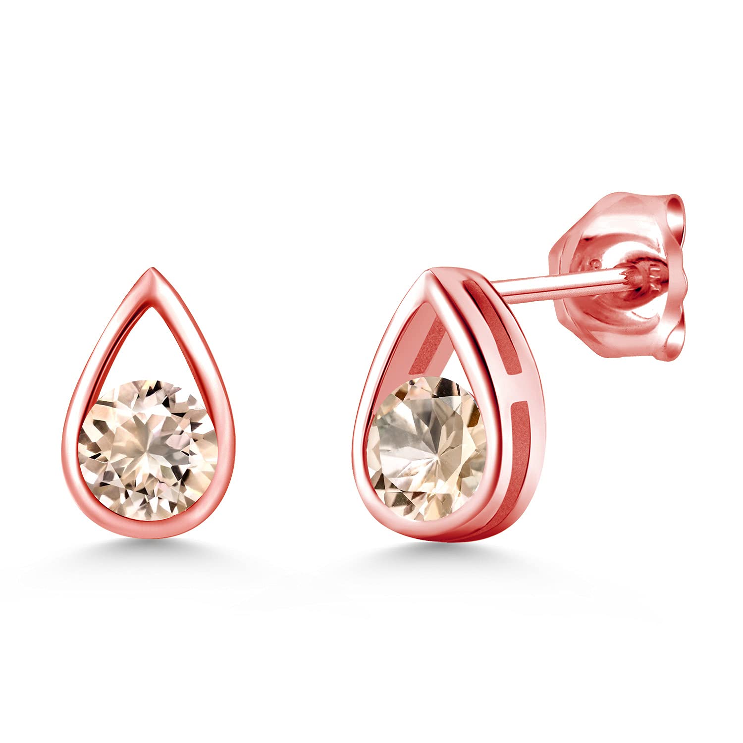 Gem Stone King Teardrop Stud Earrings for Women & Men - 18K Rose Gold Plated Sterling Silver - 5mm Round Cut Birthstone Jewelry - Perfect Gift for Mom, Wife, Her | Elegant Everyday Wear & Special Occasion Jewelry