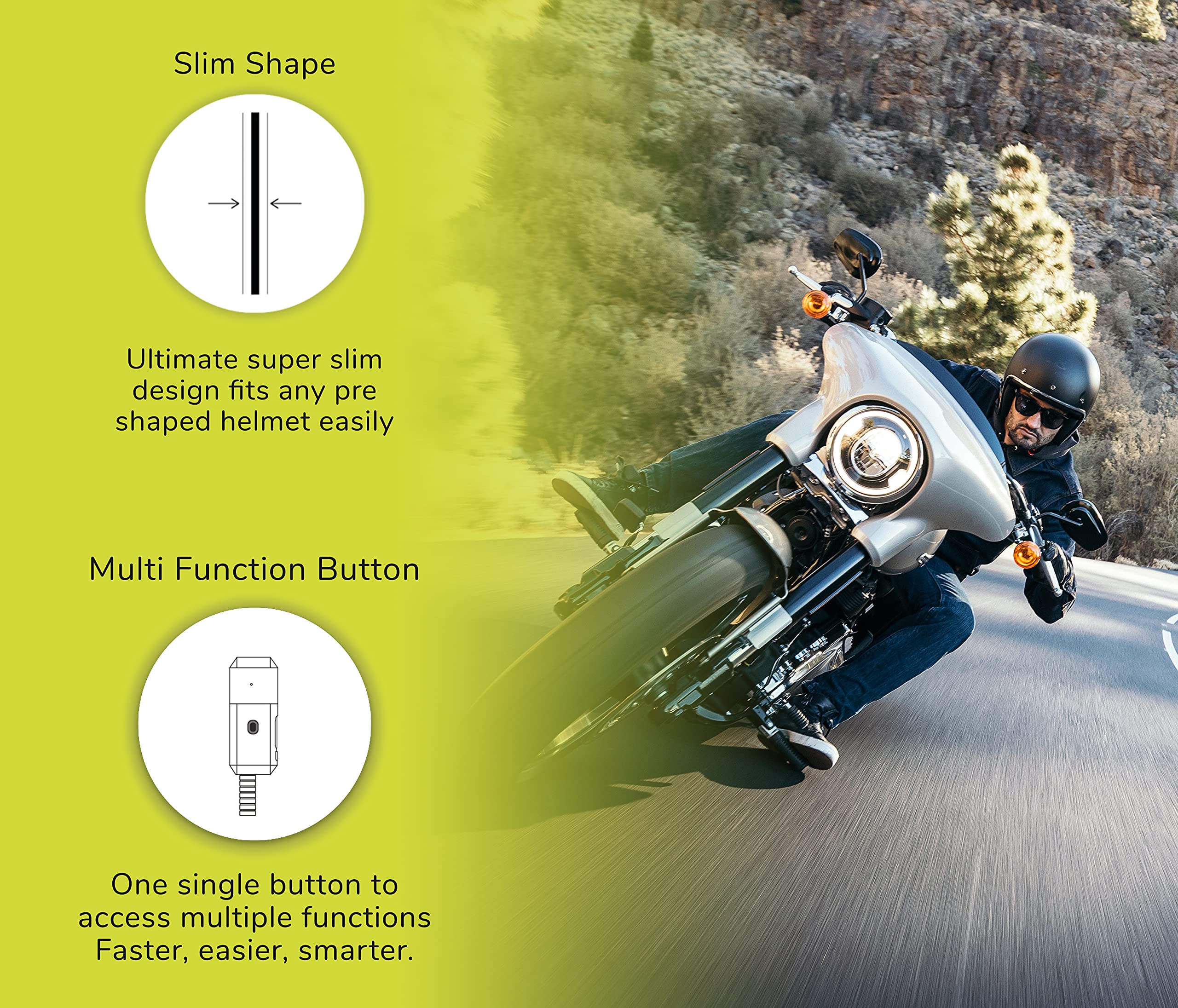 Twiins HF 1.0 Bluetooth Motorcycle Helmet Communication Headset with Single Speaker - Wireless Intercom for Riders, Hands-Free Calling & Music - Perfect for Road Trips & Group Riding