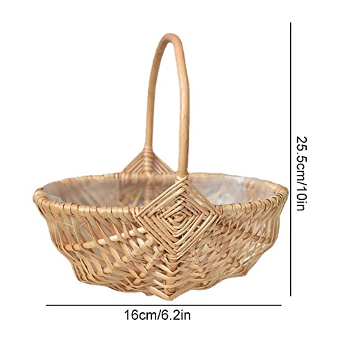 VALINK Handmade Woven Rattan Storage Basket with Waterproof Liner - Natural Flower Basket for Home Decor, Wedding Centerpiece & Photo Props | Perfect for Farmhouse Style, Bathroom Organization & Gift Giving