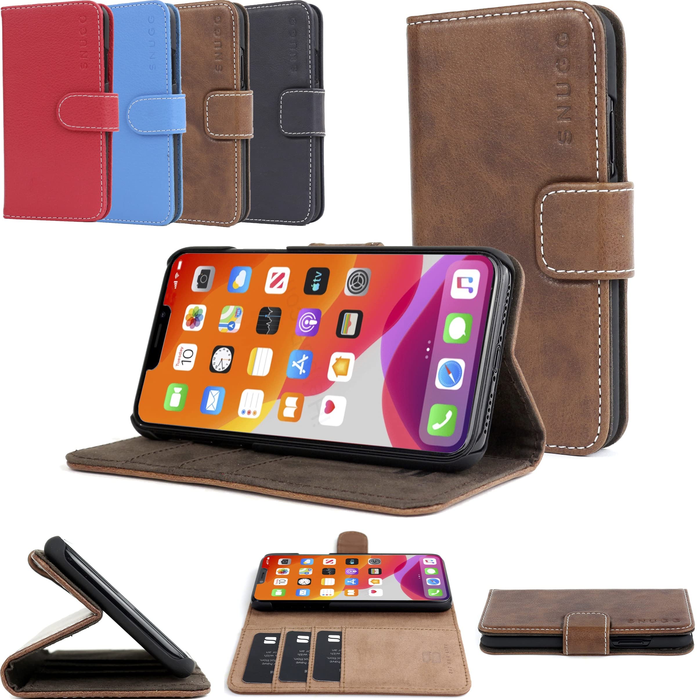 Premium Leather iPhone 13 Pro Max Wallet Case with 3 Card Slots & Magnetic Closure - Distressed Brown TPU/Nubuck Hybrid Cover with Stand Function for Hands-Free Viewing - Perfect for Work, Travel & Daily Commute