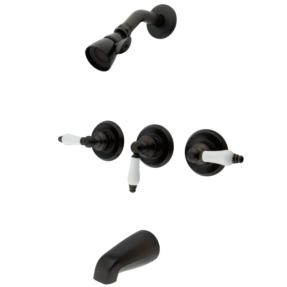 Kingston Brass KB235PL Oil Rubbed Bronze 3-Lever Tub and Shower Faucet - Perfect for Bathroom Renovations and Modern Home Upgrades