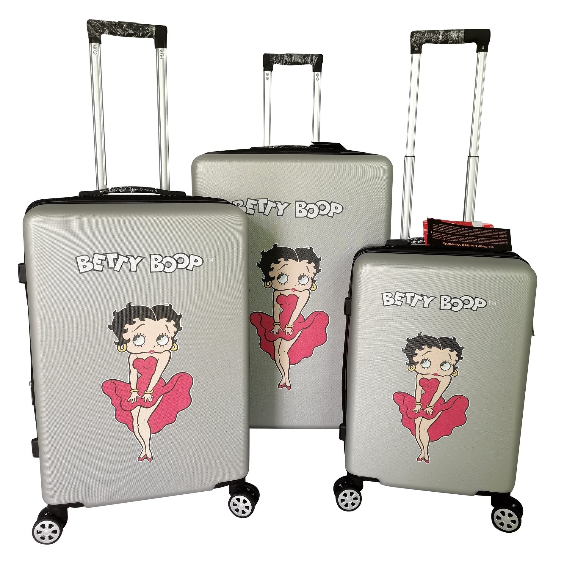 Betty Boop 3-Piece Hard Shell Luggage Set with Spinner Wheels (20