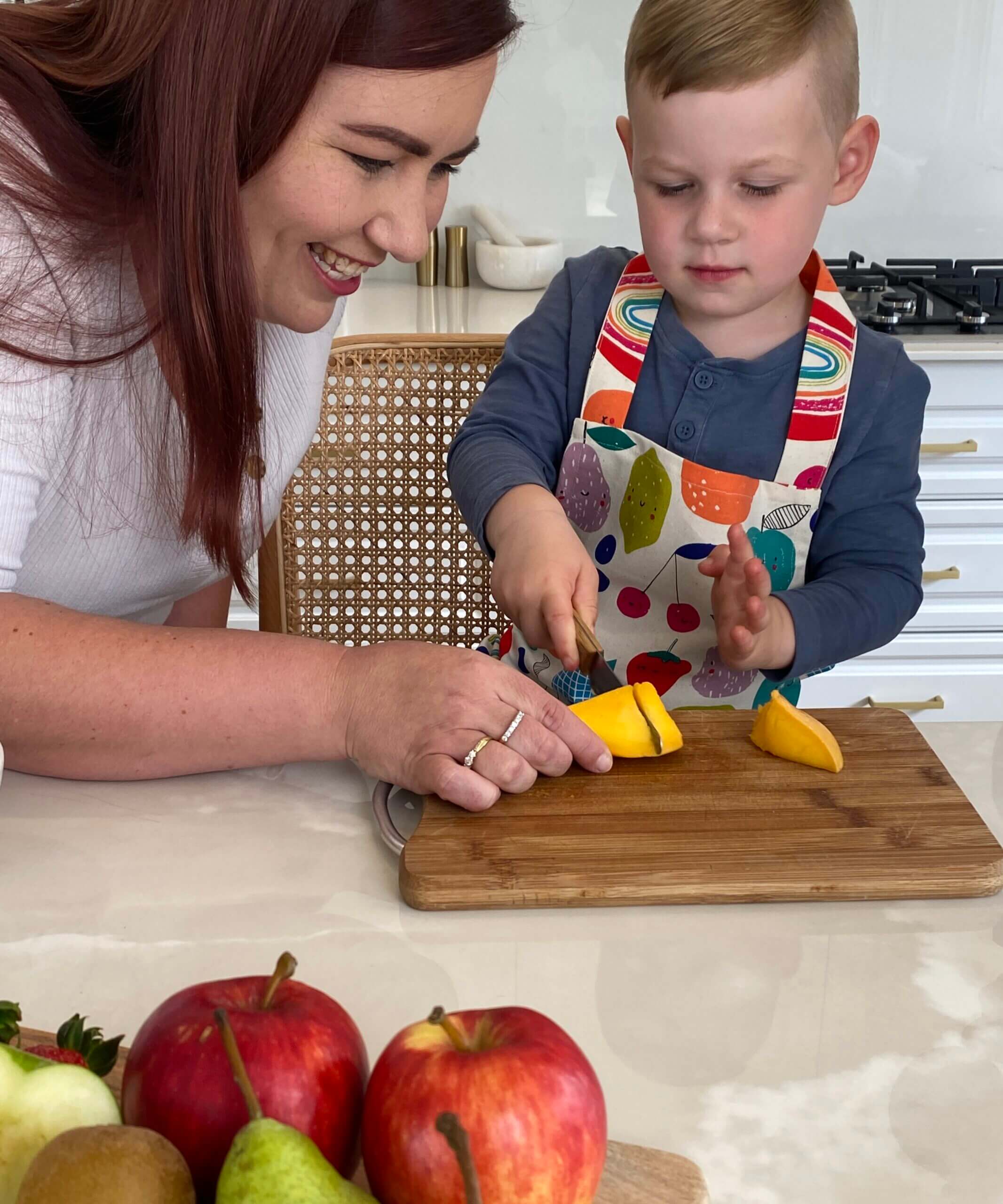 Kiddikutter Child Safe Knife with Wooden Handle - Safe First Knife for Kids Learning to Cook - Perfect for Cutting Fruits, Vegetables & Baking Activities