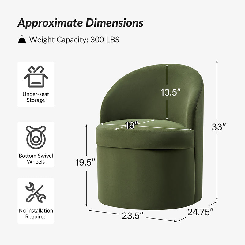 Elegant Vanity Chair with Storage - Upholstered Makeup Stool with Hidden Compartment for Bedroom, Dressing Room & Beauty Salon - Perfect for Cosmetics, Jewelry & Accessories Organization