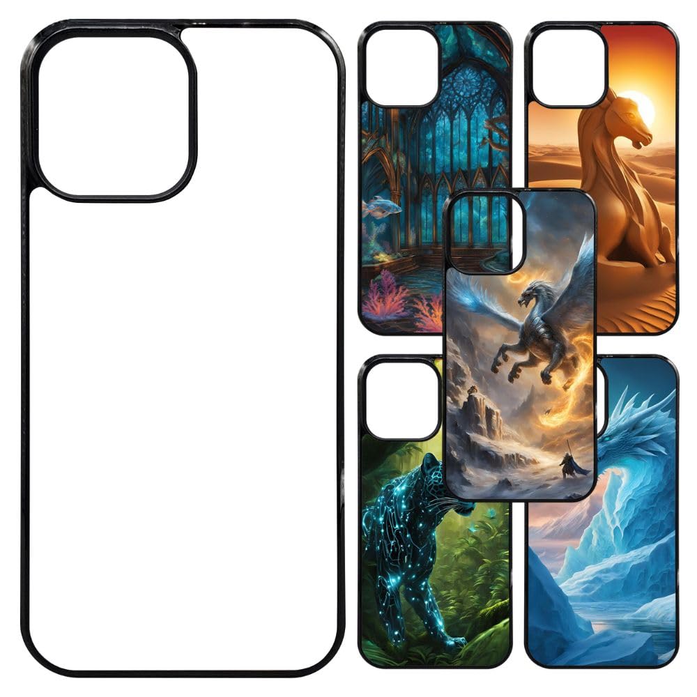 [5 Pack] Sublimation Phone Cases for iPhone 13 Pro MAX - Blank Rubber Black Dye-Sublimation Covers with Aluminum Inserts | Printable Phone Case Blanks for Custom Designs | Perfect for DIY Gifts, Personalized Accessories & Small Business Merchandise
