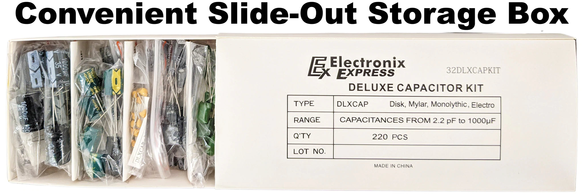 145 Piece Deluxe Capacitor Kit - Assorted Disk, Mylar, Monolithic & Electro Radial Capacitors for Electronics Repair, DIY Projects & Circuit Board Maintenance
