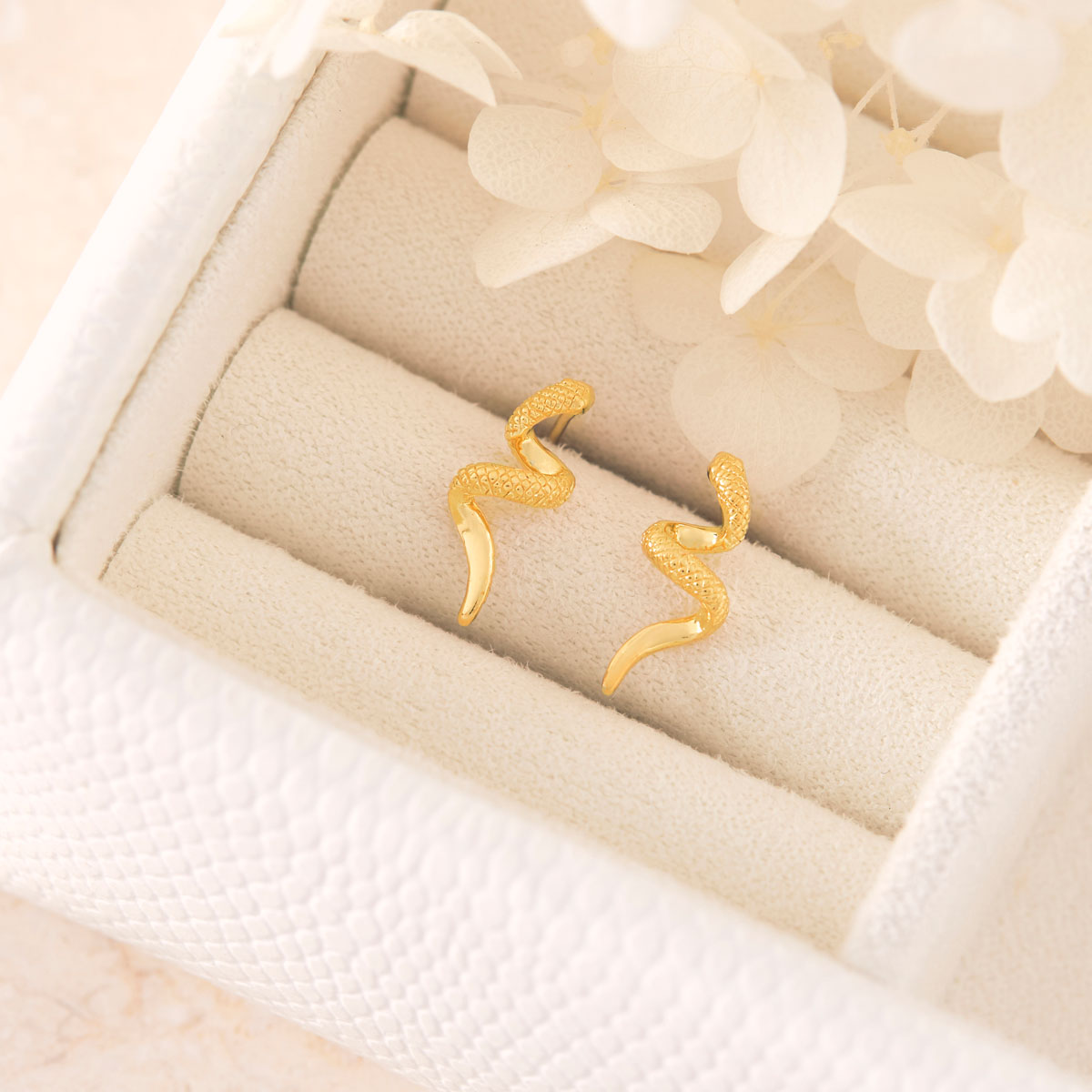 Gold Serpent Stud Earrings for Women - Trendy Gothic Jewelry for Parties, Halloween & Everyday Wear