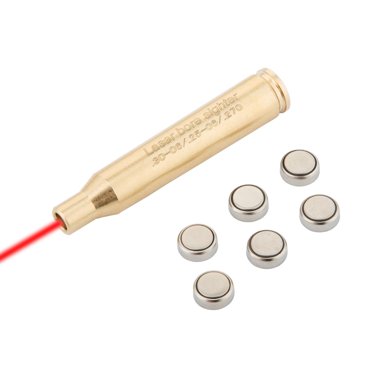 Precision Laser Bore Sight for .30-06/25-06/270 Caliber - Red Dot Boresighter with 6 Batteries (2 Sets Included) - Perfect for Hunting, Target Practice & Firearm Zeroing