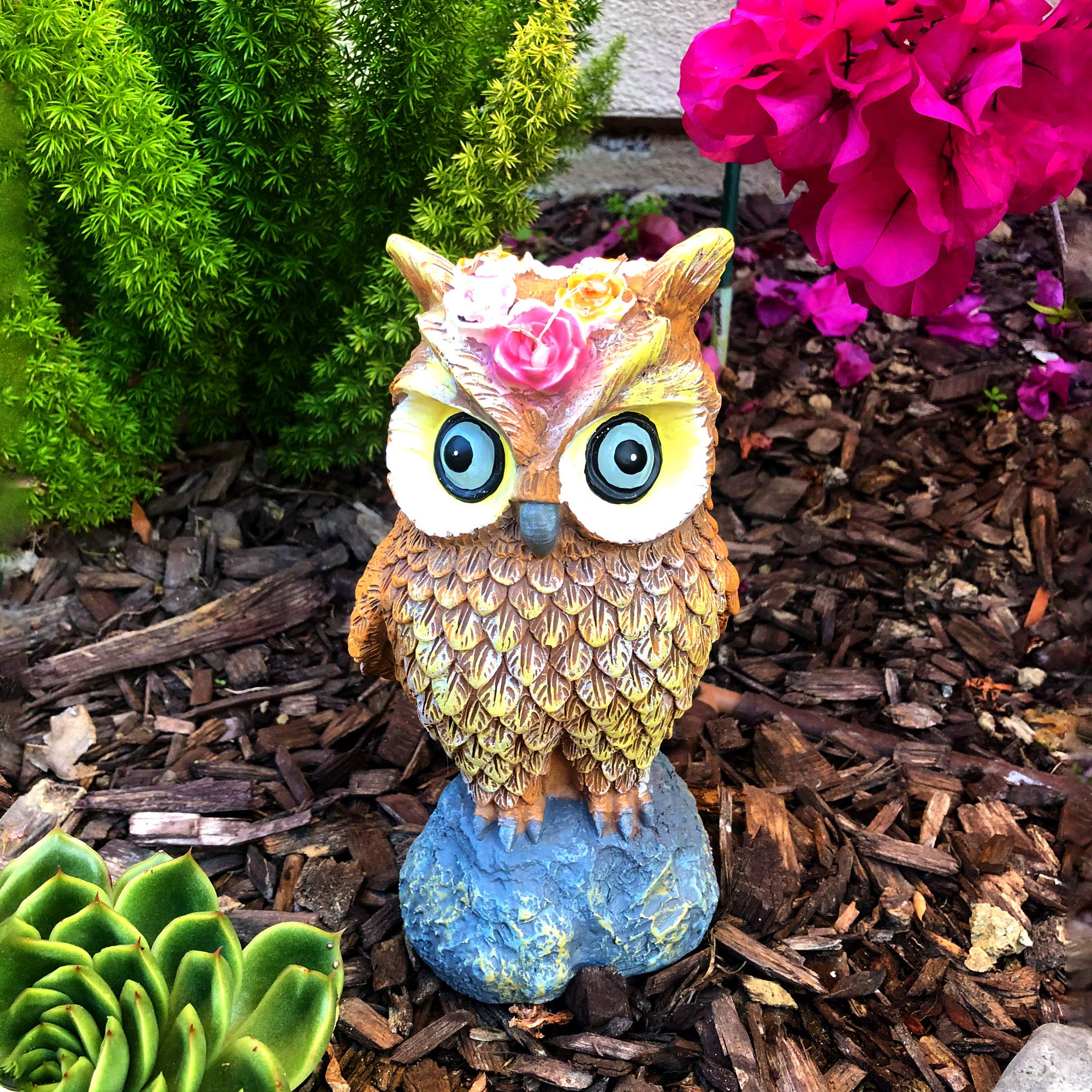 Solar Powered LED Owl Garden Statue - Hand-Painted Resin Outdoor Decor with Solar Lights | Perfect for Patio, Lawn, Backyard & Garden Decorations