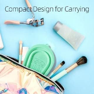 Silicone Makeup Brush Cleaning Mat - Compact & Practical Cosmetic Cleaner Pad, Portable Washing Tool for Makeup Brushes (Multi-Color, Pack of 2) | Perfect for Home, Travel & Professional Makeup Artists