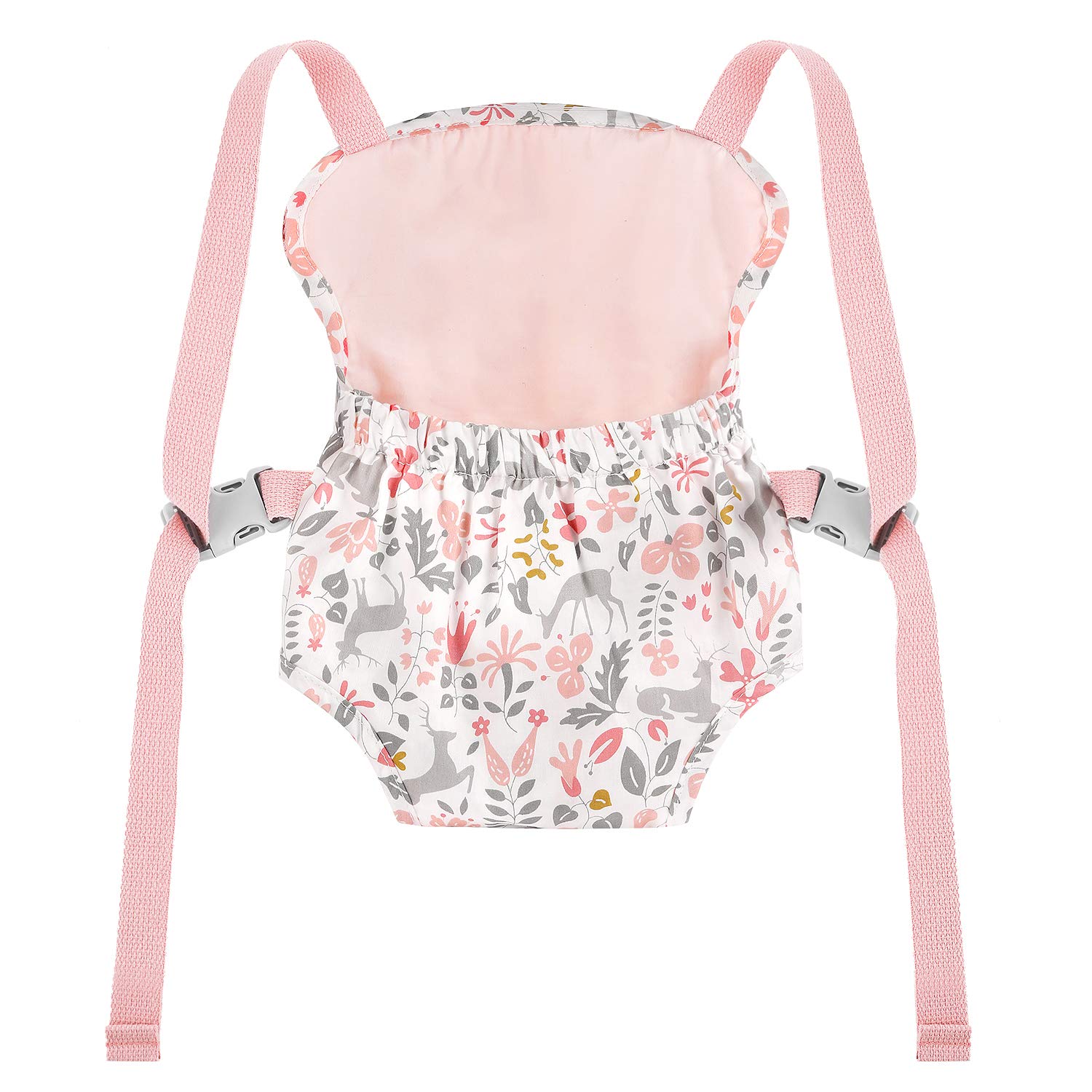 GAGAKU 18-inch Baby Doll Carrier for Reborn Dolls - Pink Reindeer Design, Soft & Adjustable Doll Sling for Little Girls | Perfect for Pretend Play, Daycare & Travel Accessories