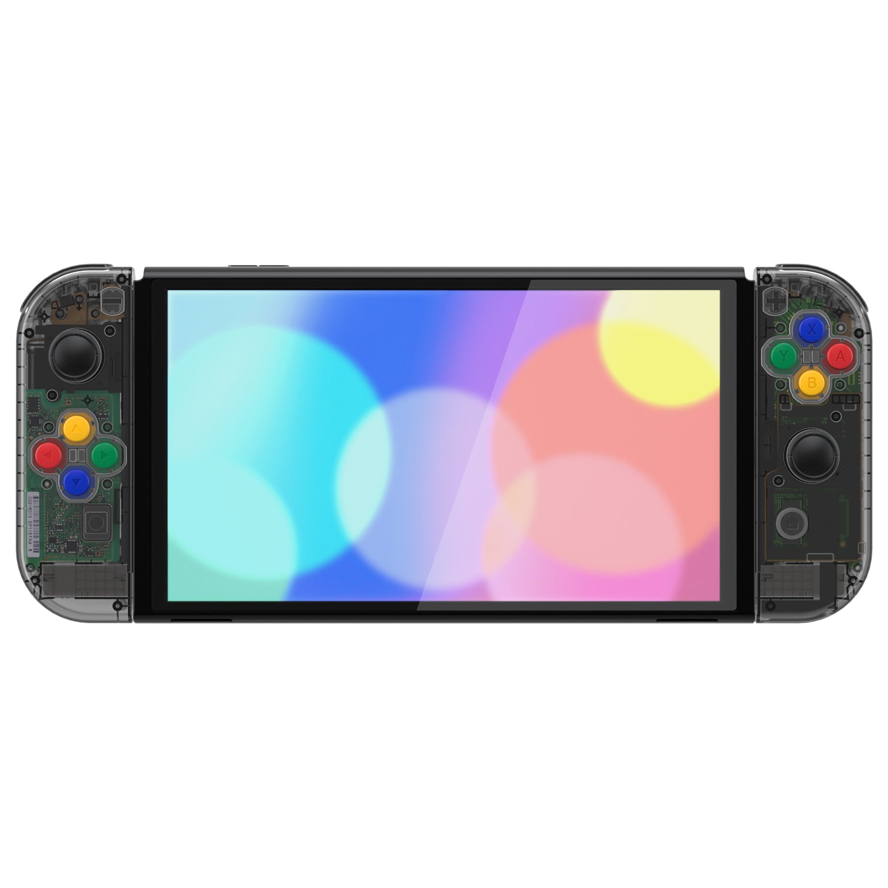 eXtremeRate Custom Replacement Full Set Shell with Buttons for Nintendo Switch OLED - Crystal Clear Black | Durable Protective Case for Gaming & Travel | Perfect for Nintendo Switch OLED Console Protection