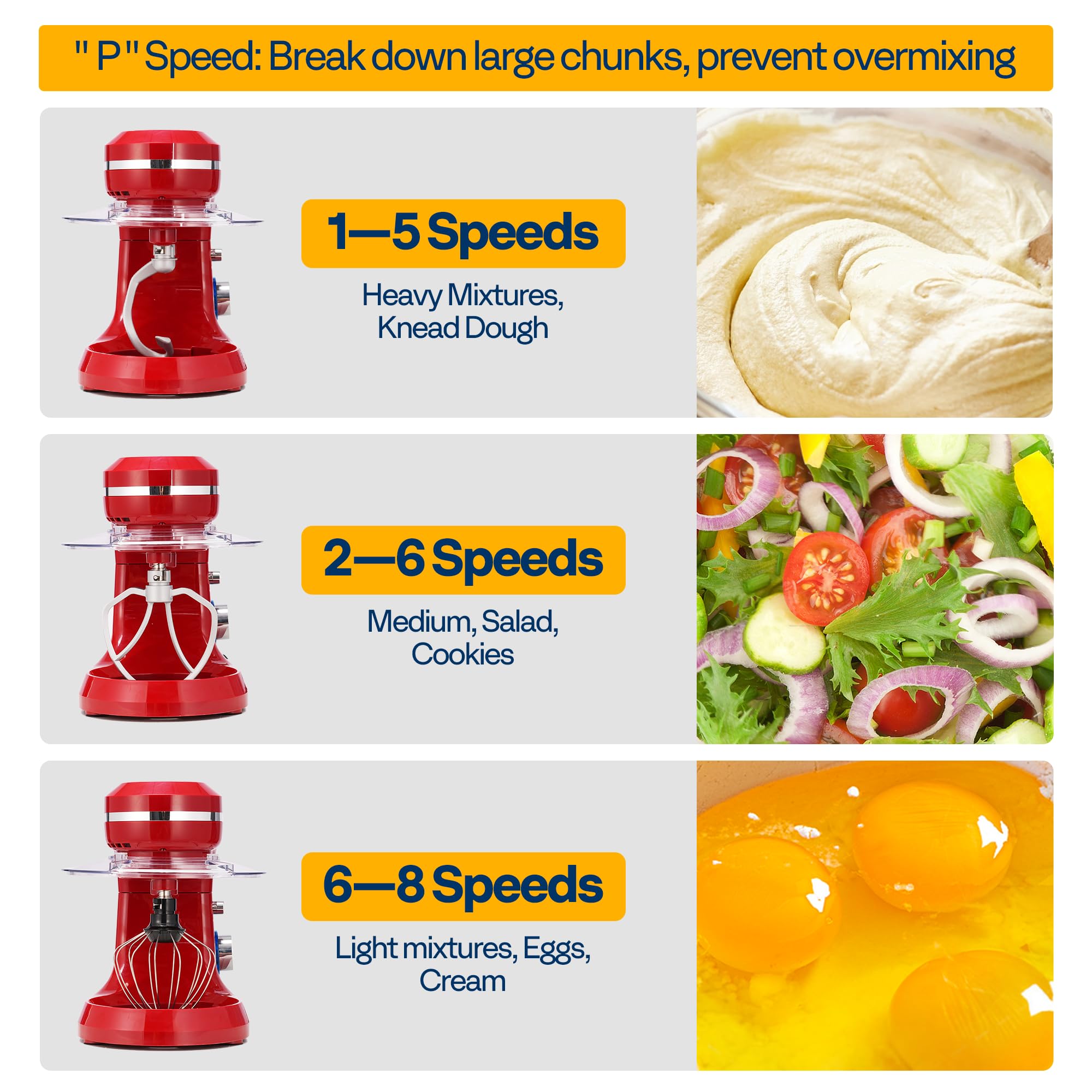 VIVOHOME 4.75 Quart Stand Mixer - 8 Speed Electric Kitchen Mixer with Beater, Dough Hook & Wire Whip for Baking Cakes, Bread, Cookies | Includes Egg Separator | Perfect for Home Bakers & Professional Chefs (Red)