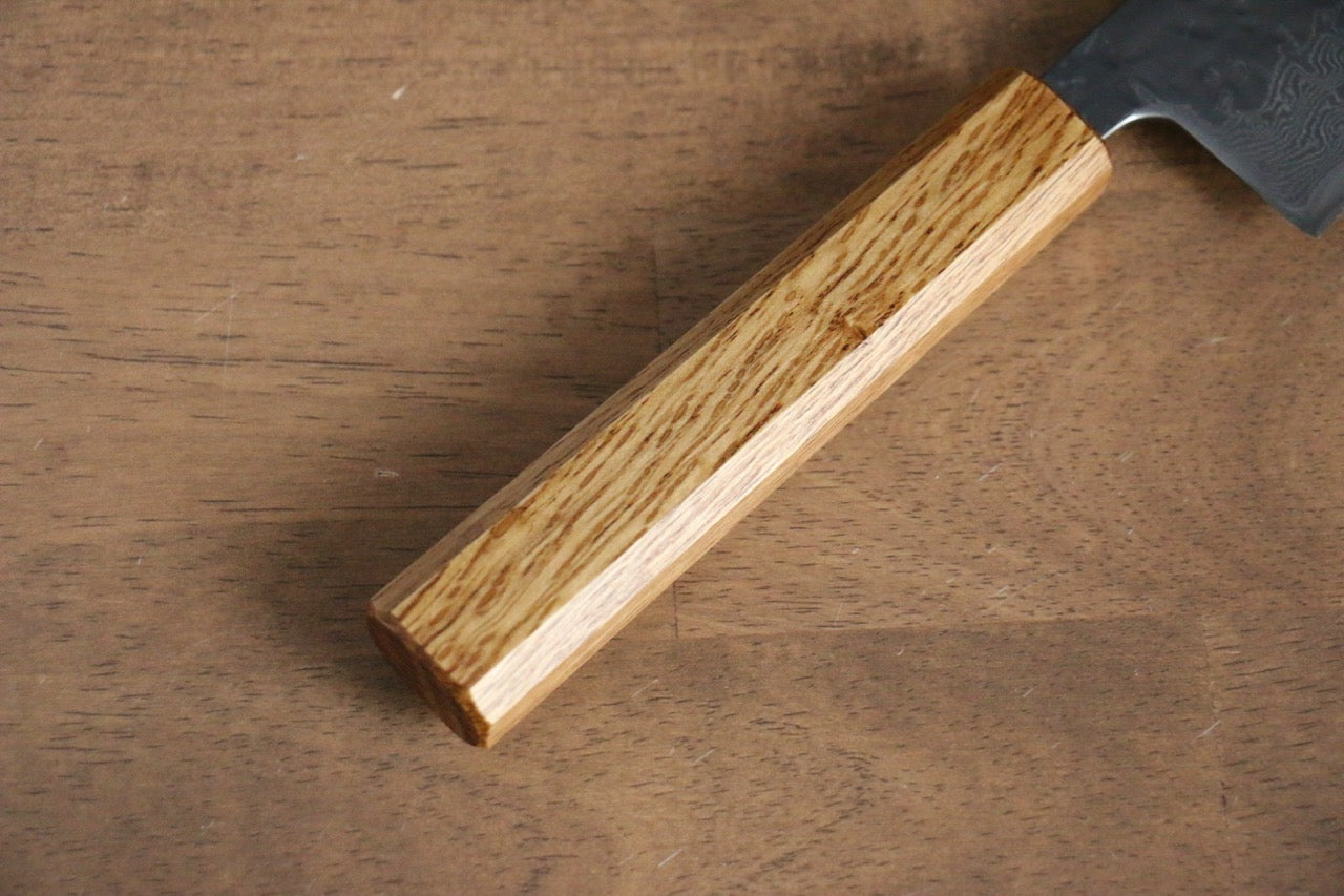 Premium AUS10 Damascus Santoku Knife 170mm - Handcrafted Hammered Finish with Oak Handle - Perfect for Slicing, Dicing, and Chopping Vegetables, Meat, and Fish in Professional Kitchens & Home Cooking