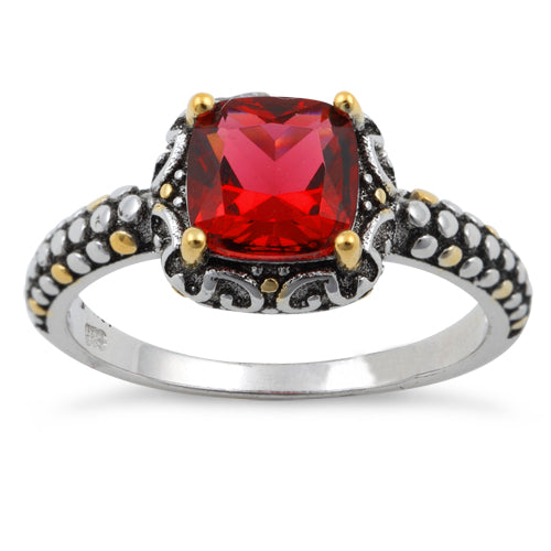 Elegant Silver Red CZ Ring for Women - Cubic Zirconia Fashion Jewelry - Perfect for Parties, Weddings & Special Occasions