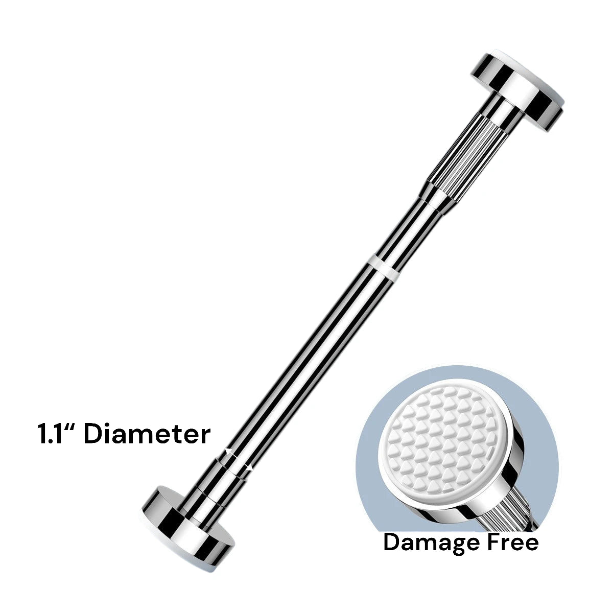 Alana 1.1 Inch Adjustable Metal Spring Tension Curtain Rod - Perfect for Windows, Doors, and Closet Organization