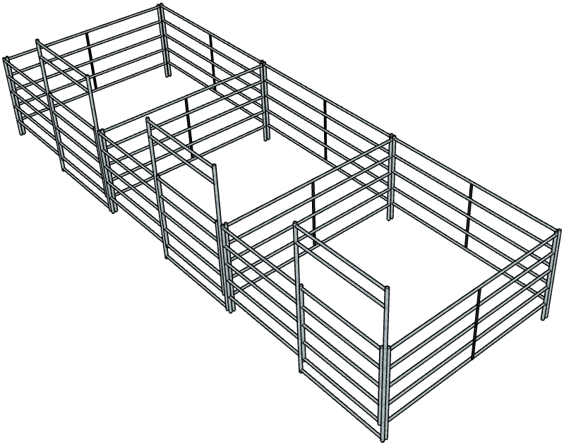 3 Side by Side Galvanized 10 Ft X 10 Ft 5 Rail Stall Kits - Heavy Duty Horse Stall Panels for Barns, Stables & Pastures - Durable Corral Fencing for Livestock & Animal Enclosures
