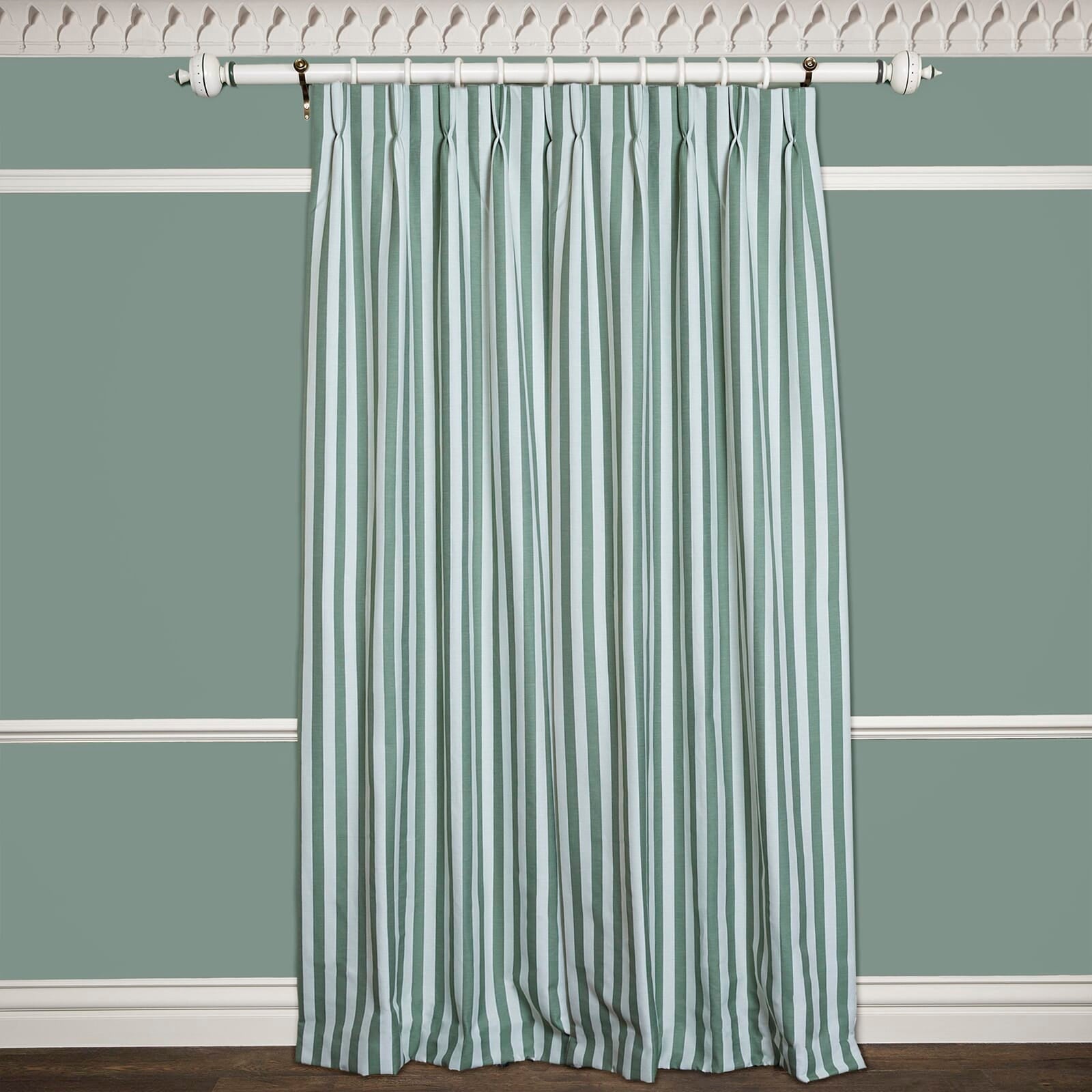TREMATON Jacquard Curtain with Stripe Pattern in Verdigris Green - Elegant Window Treatment for Living Room & Bedroom